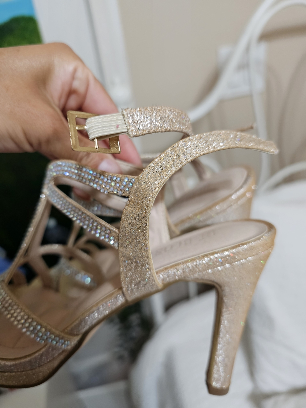 Elegant Glitter Strappy Heels champagne